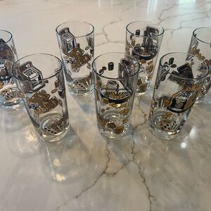 Vintage Casino-Themed Glass Set